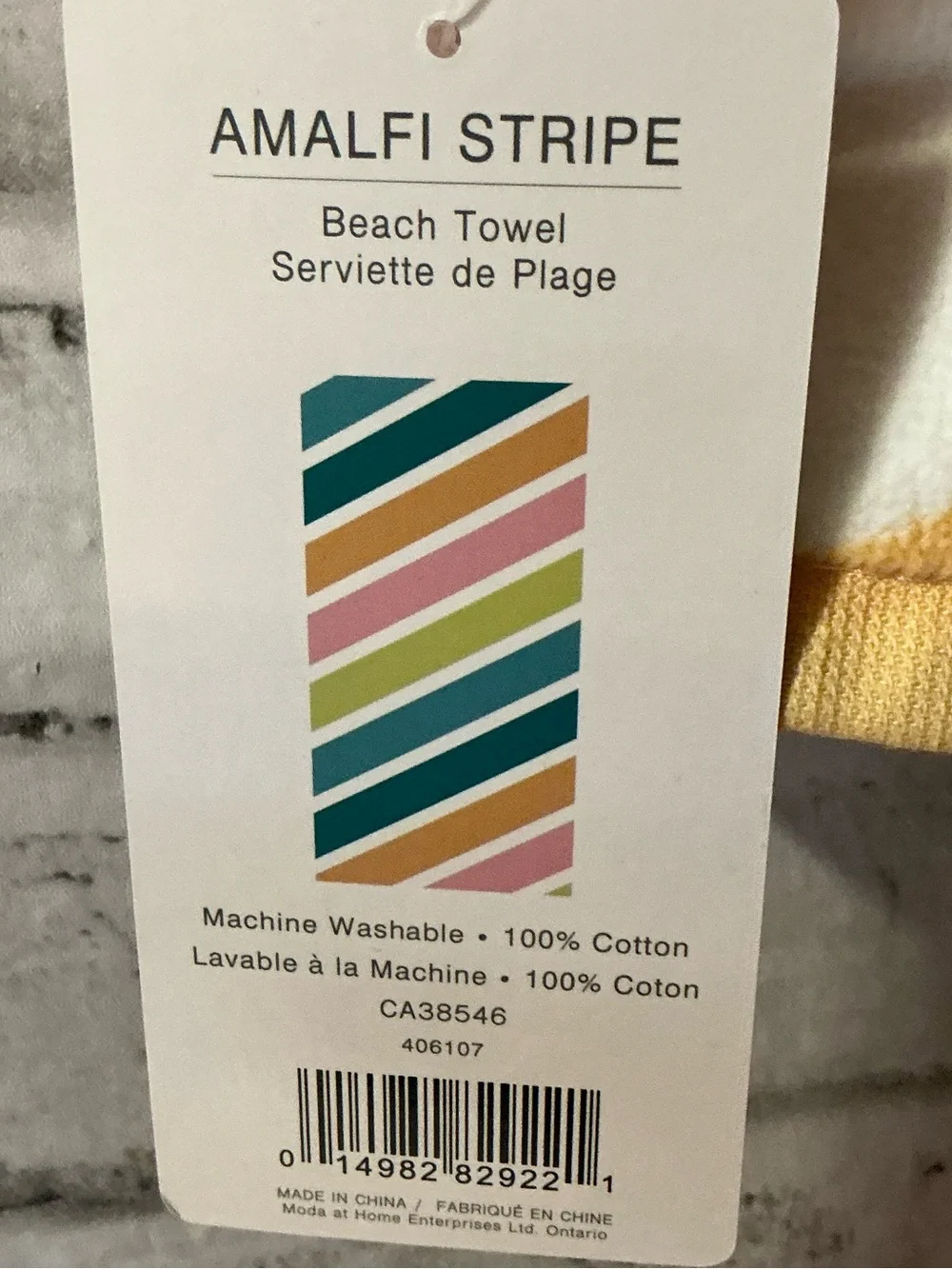 Mods At Home Amalfi Striped Velour Beach Towel-32”W x 65”L